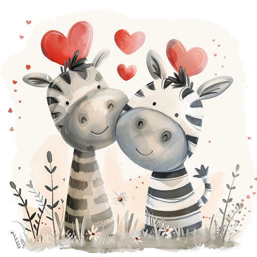 Playful love between two cartoon animals