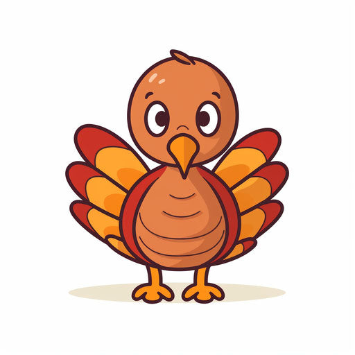Cute turkey clipart in Minimalist style on white background