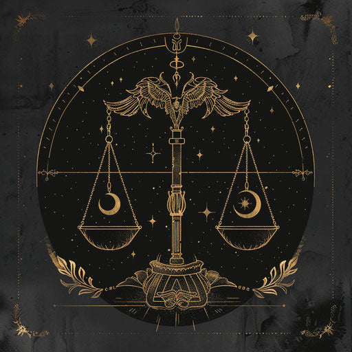 Stylish flat tattoo sketch of the Libra zodiac sign