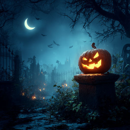 Spooky Halloween Cemetery Scene