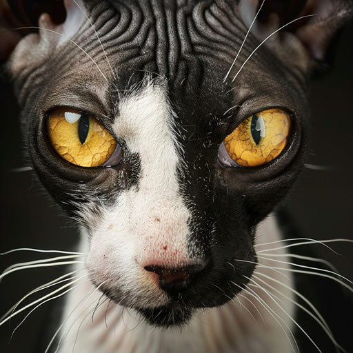 Cornish rex cat closeup of the face