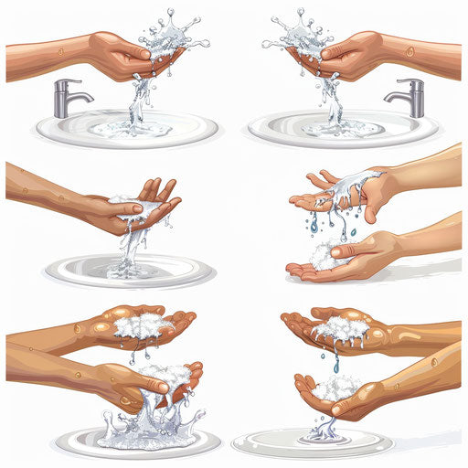 Realistic handwashing clipart on flat white background