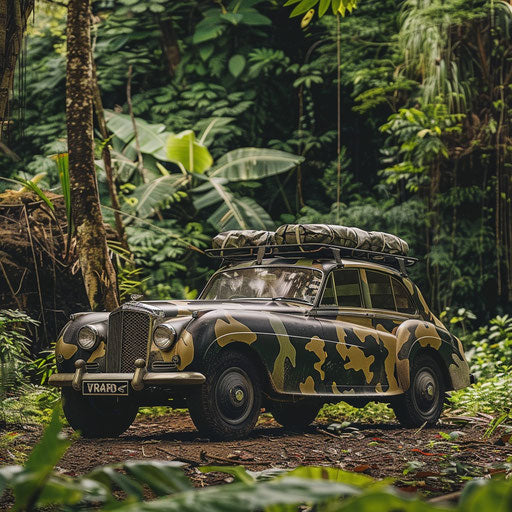 Exploring jungle in 1954 Bentley R Type Continental