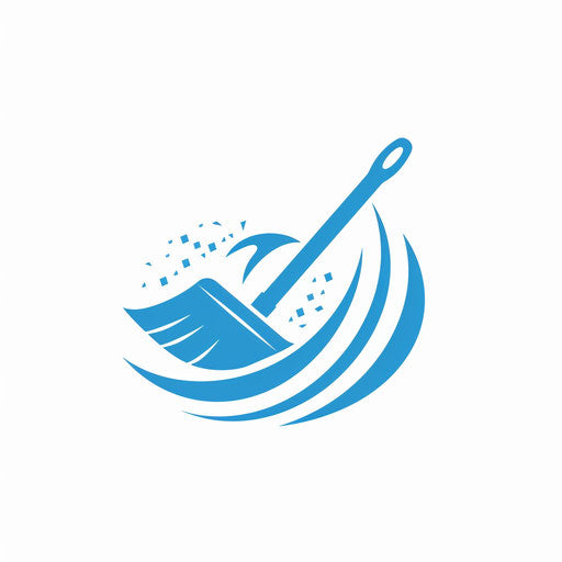 Cleaning company logo in blue and white with clean minimalist background