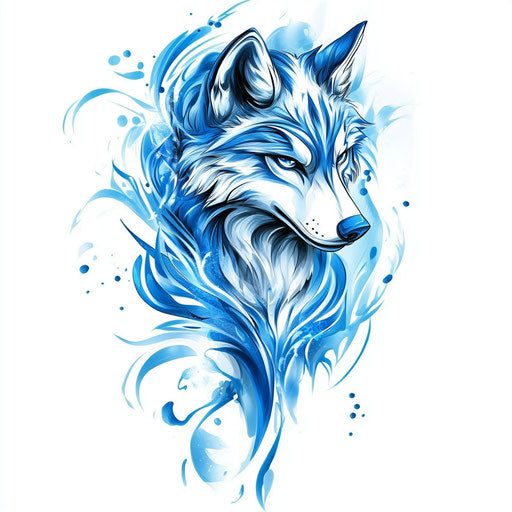Fierce wolf tattoo sketch in clipart style on white