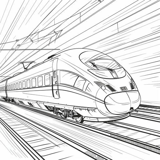 Modern high-speed train zooming along the tracks