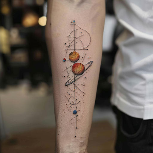 Modern sketch of the solar system with primary colors