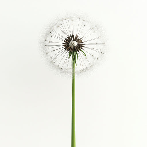 3D dandelion on flat white background, isolated clipart