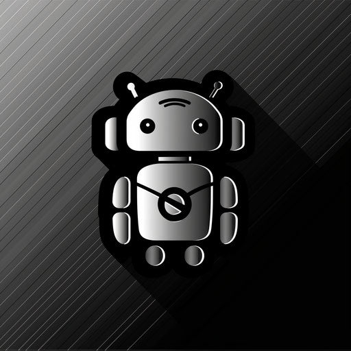 Smart logo with a stylized robot icon on a metallic silver background
