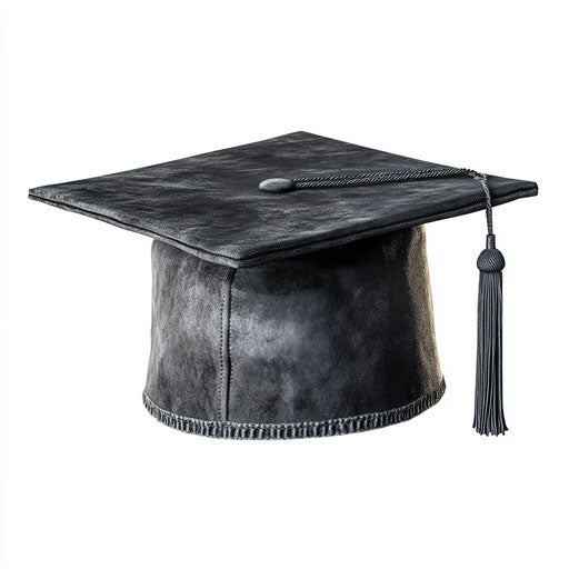 3D graduation hat in realistic style with flat white background