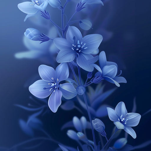 Realistic April embellishments on flat indigo background