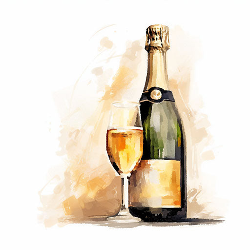 Champagne bottle in Impressionistic style