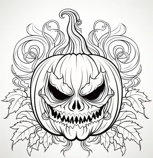 Kid-Friendly Halloween Pumpkin Coloring Pages, in the Style of Dark White, Contemporary, Captivating 27:28