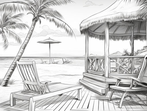 Color by Number Beach Coloring Pages Gallery in Various Styles