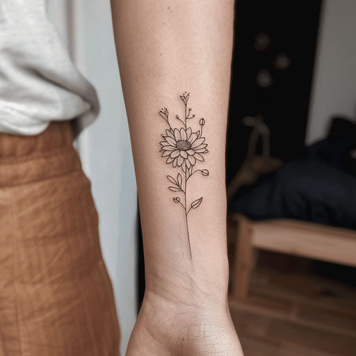 Stylish tattoo sketch of a stylized aster flower