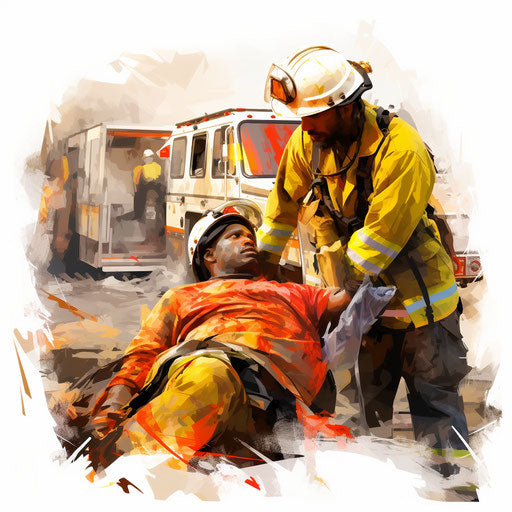 Emergency illustration in Oil painting style on white background