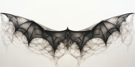 Two bat wings in gothic style, blown-off-roof perspective