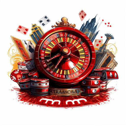 Casino illustration in the style of Chiaroscuro Art on white background
