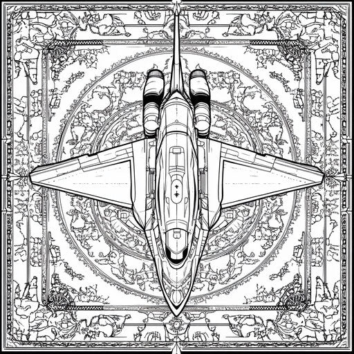 Jet with tribal and geometric designs, in Raqib Shaw style