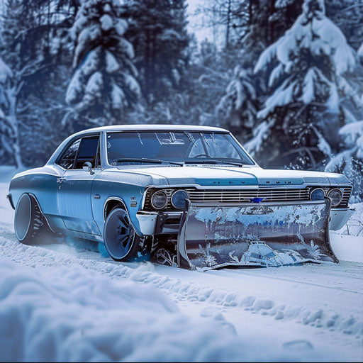 Customized 1967 Chevrolet Bel Air with snow plow and winter tires