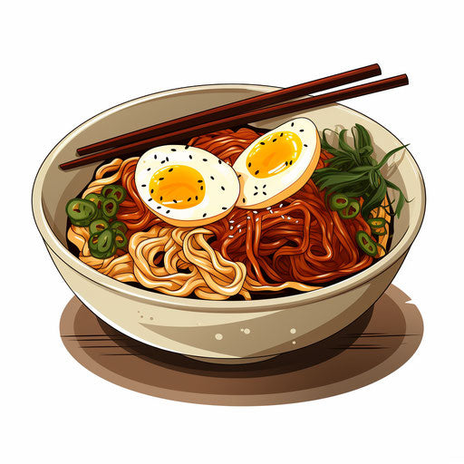 Chiaroscuro Art, ramen illustration on white background