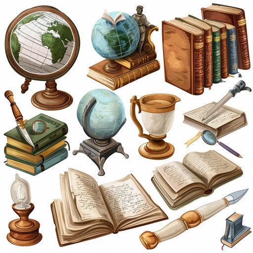 Social studies clipart in photo realistic style