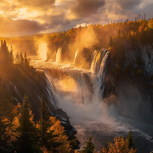 Montmorency Falls, Quebec, golden sunrise