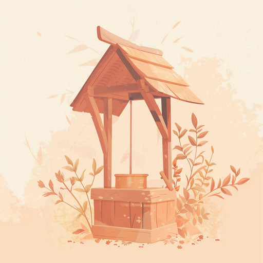 Well-made clipart with a flat random background, vintage filter and delicate lines