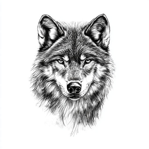 Flat and realistic wolf tattoo sketch