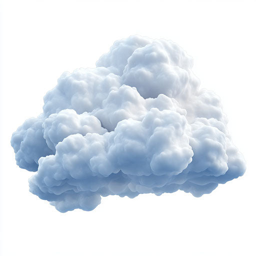 3D cartoon clouds in photo realistic style on white background