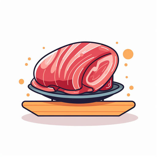 Minimalist-style ham illustration on a white background