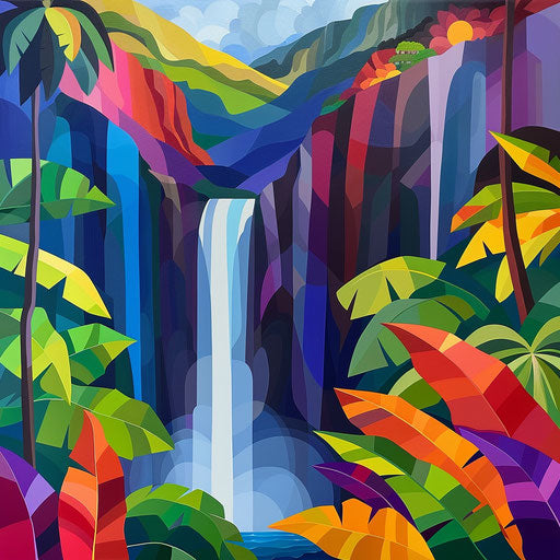 La Fortuna Waterfall with abstract rock formations