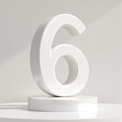 Number 6 in 3D photo realistic style on flat white background