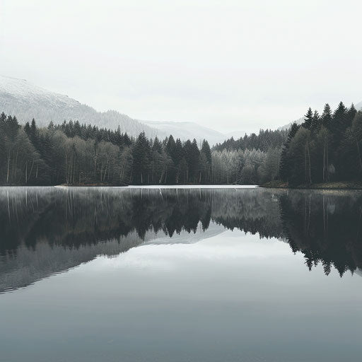 Realistic lake clipart on flat slate grey background