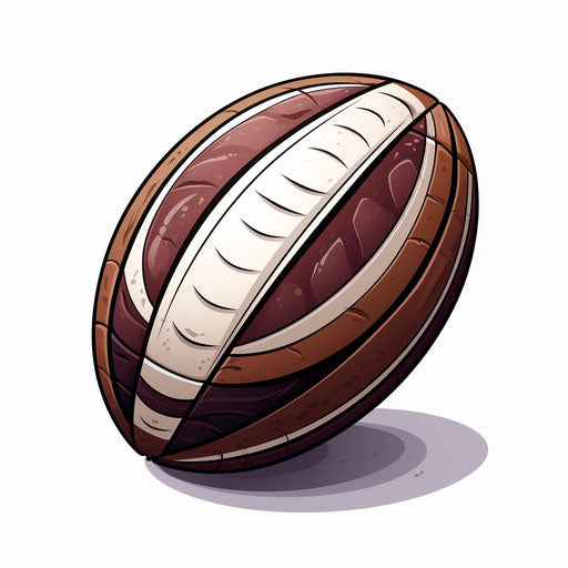 Rugby ball in Chiaroscuro Art style, on white background