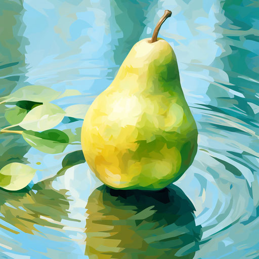 Pear illustration in the style of Impressionistic Art, on white background