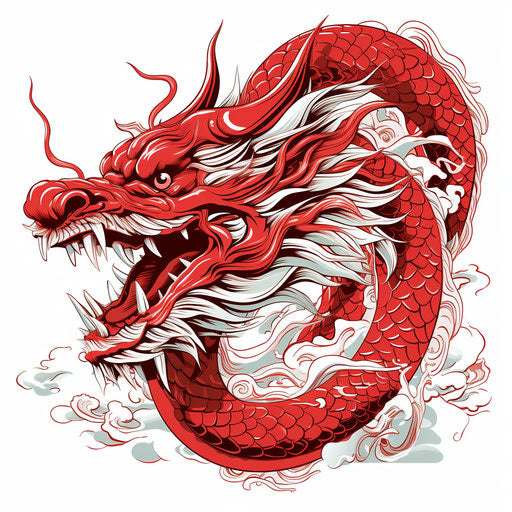 Red dragon and white zen tiger: tattoo-inspired design