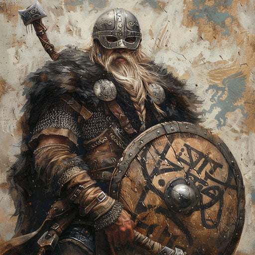 Viking warrior with runic symbols