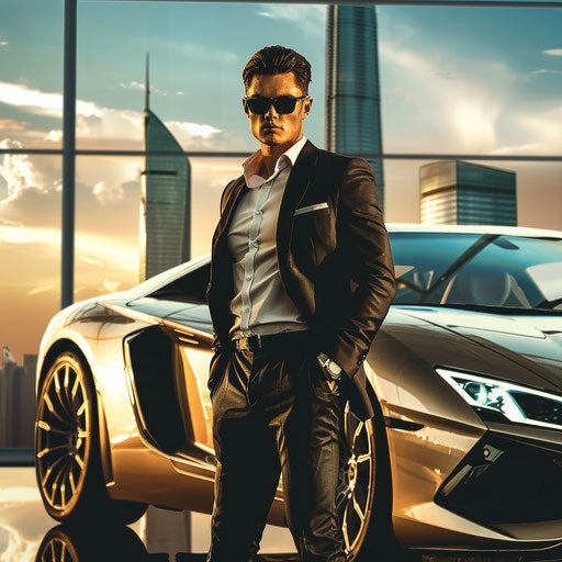 Businessman in front of a luxury car