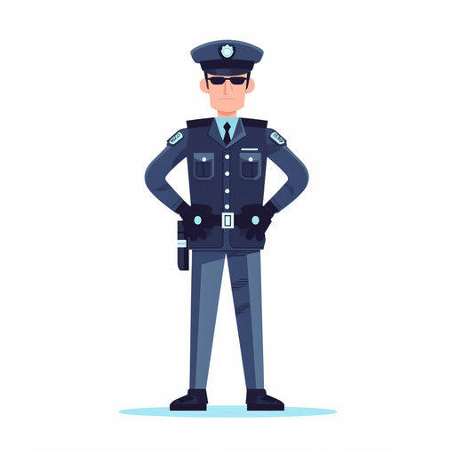 Minimalist police officer illustration on white background