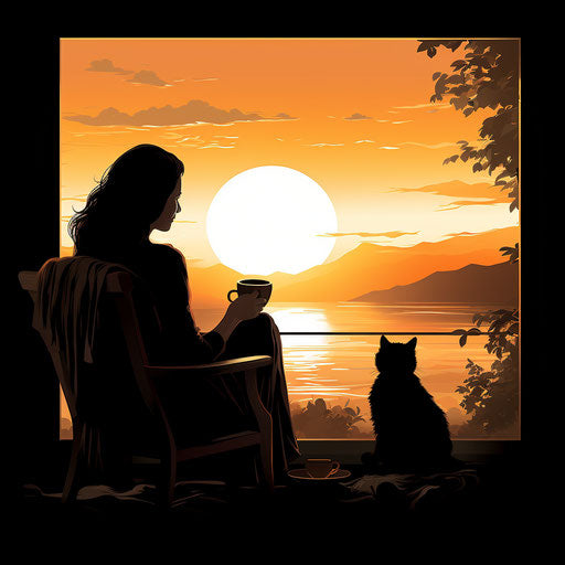 Good Afternoon Clipart in Chiaroscuro Art Style: 4K Vector & Stencils