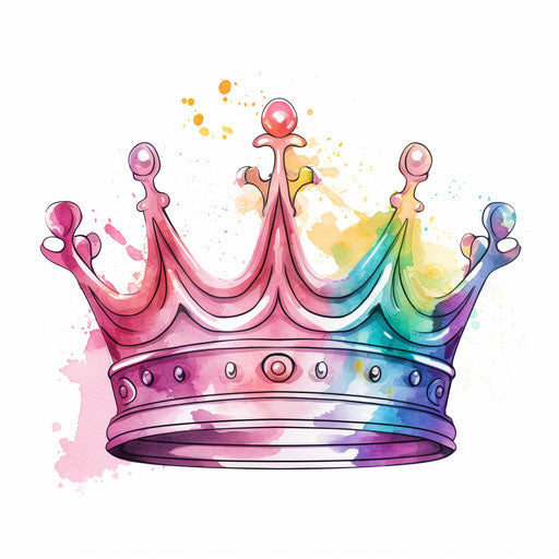 King Crown Clipart in Pastel Colors Art Style: 4K Vector & Stencils