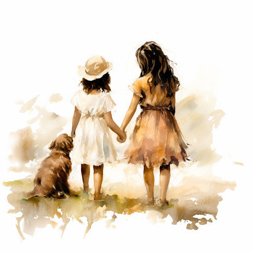 Impressionistic Art Style Best Friends Graphics: High-Res 4K & Vector