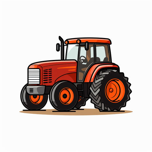 4K Vector Tractor Clipart in Minimalist Art Style