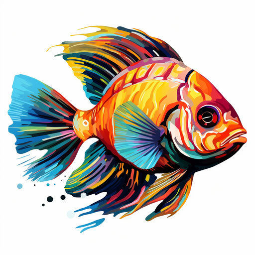 Fish Cartoon Png Clipart in Impressionistic Art Style Illustration: 4K Vector & PNG