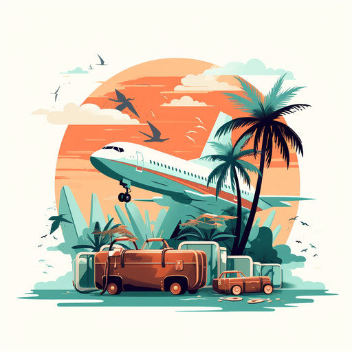 Travel Clipart in Minimalist Art Style Art: High-Res 4K Vector