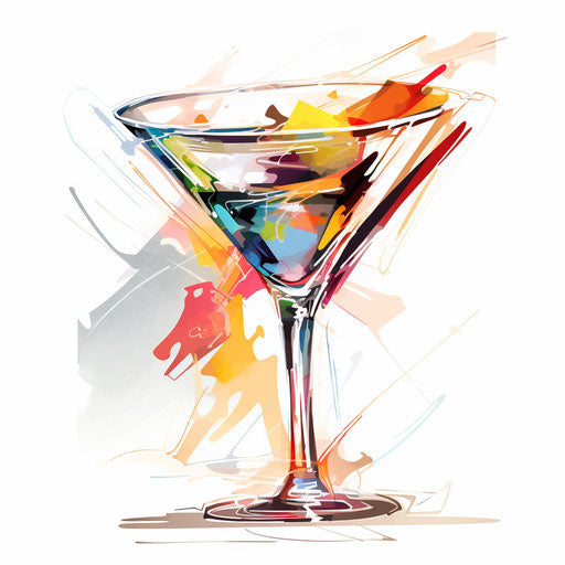 Impressionistic Art Style Martini Clipart: 4K Vector Art