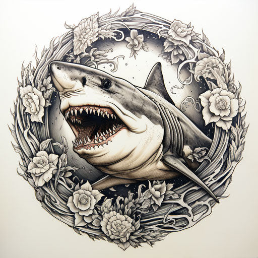 Shark Tattoo - Dive into the world of inked awe.