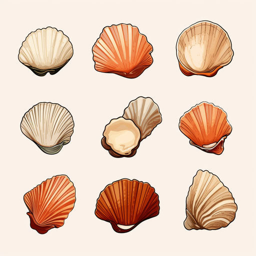 Shells Graphics in Minimalist Art Style: 4K & Vector