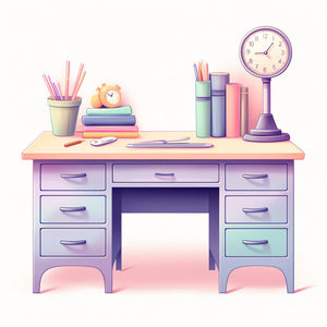 Desk Clipart in Pastel Colors Art Style: 4K & SVG
